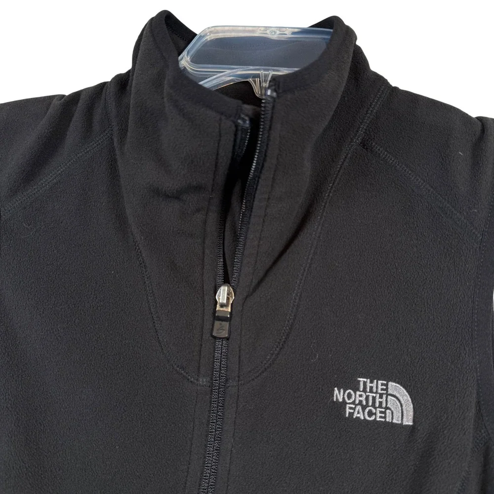 The North Face TKA 100 Fleece Vest Women Small Black Full Zip Mock Neck Outdoor